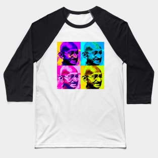 Mahatma Gandhi Pop Art Design Baseball T-Shirt